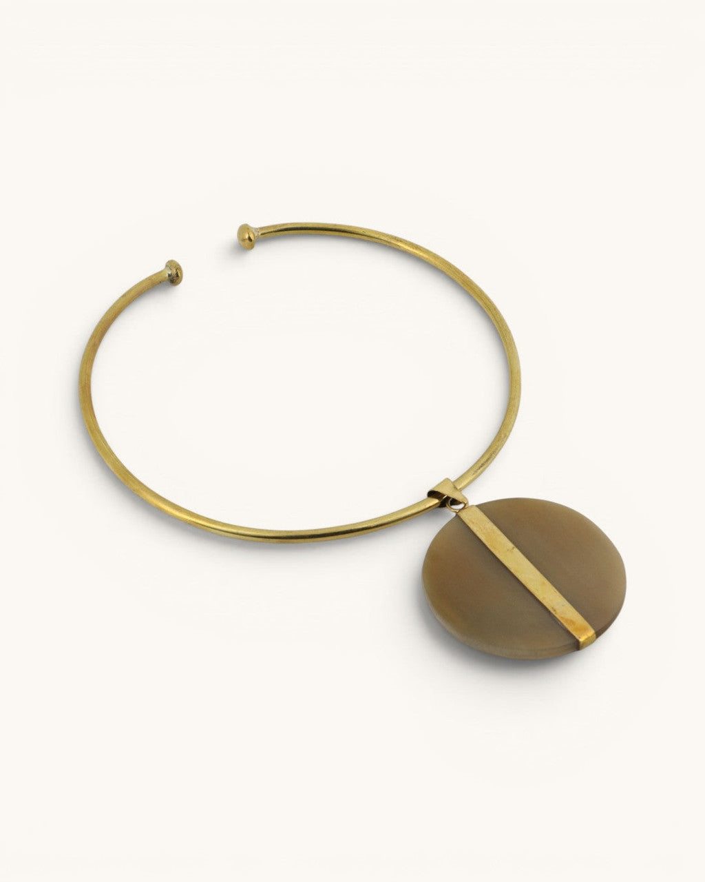 Open Brass Collar with Split Horn & Bone Disc