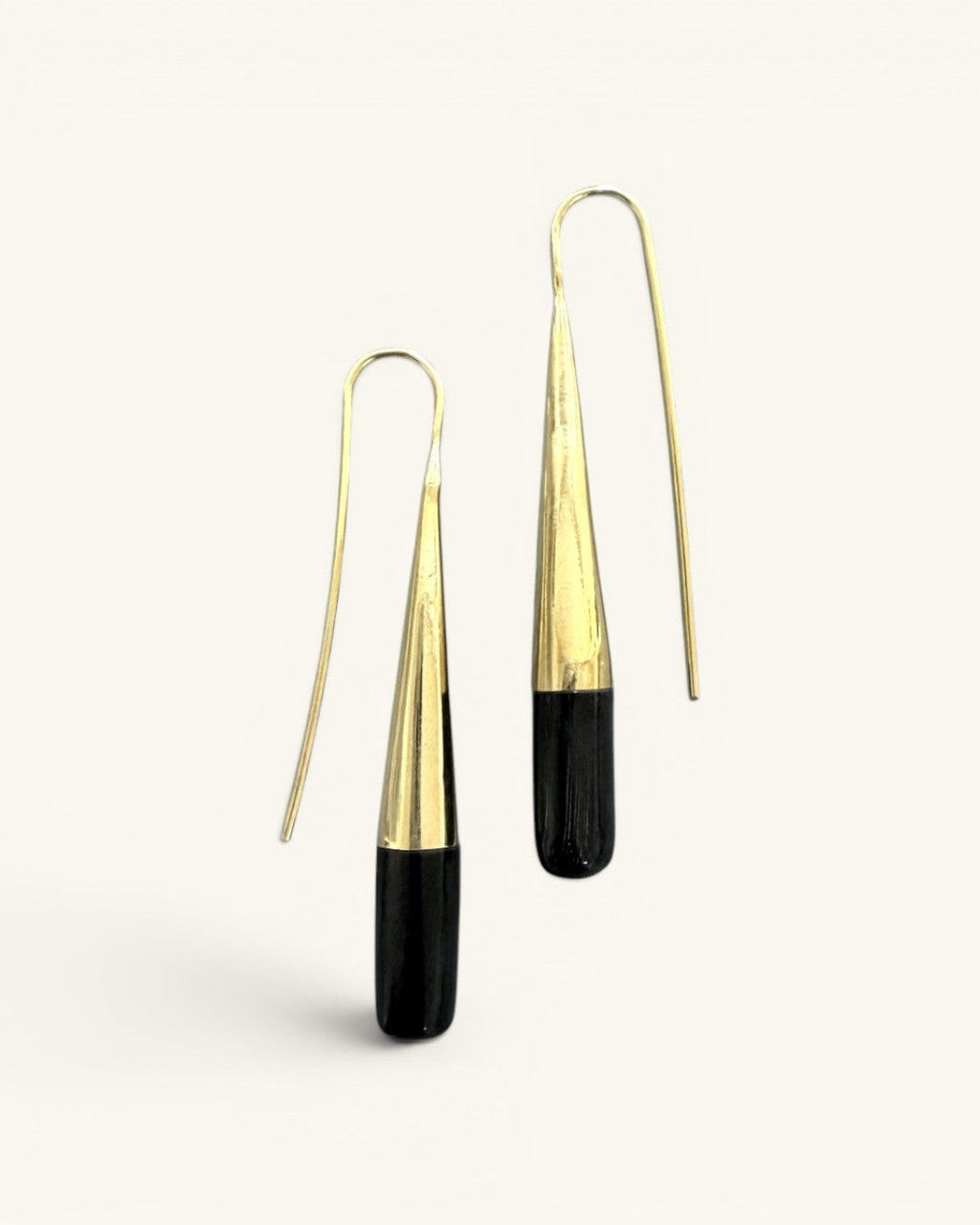 Tapered Brass and Horn Threader Earrings