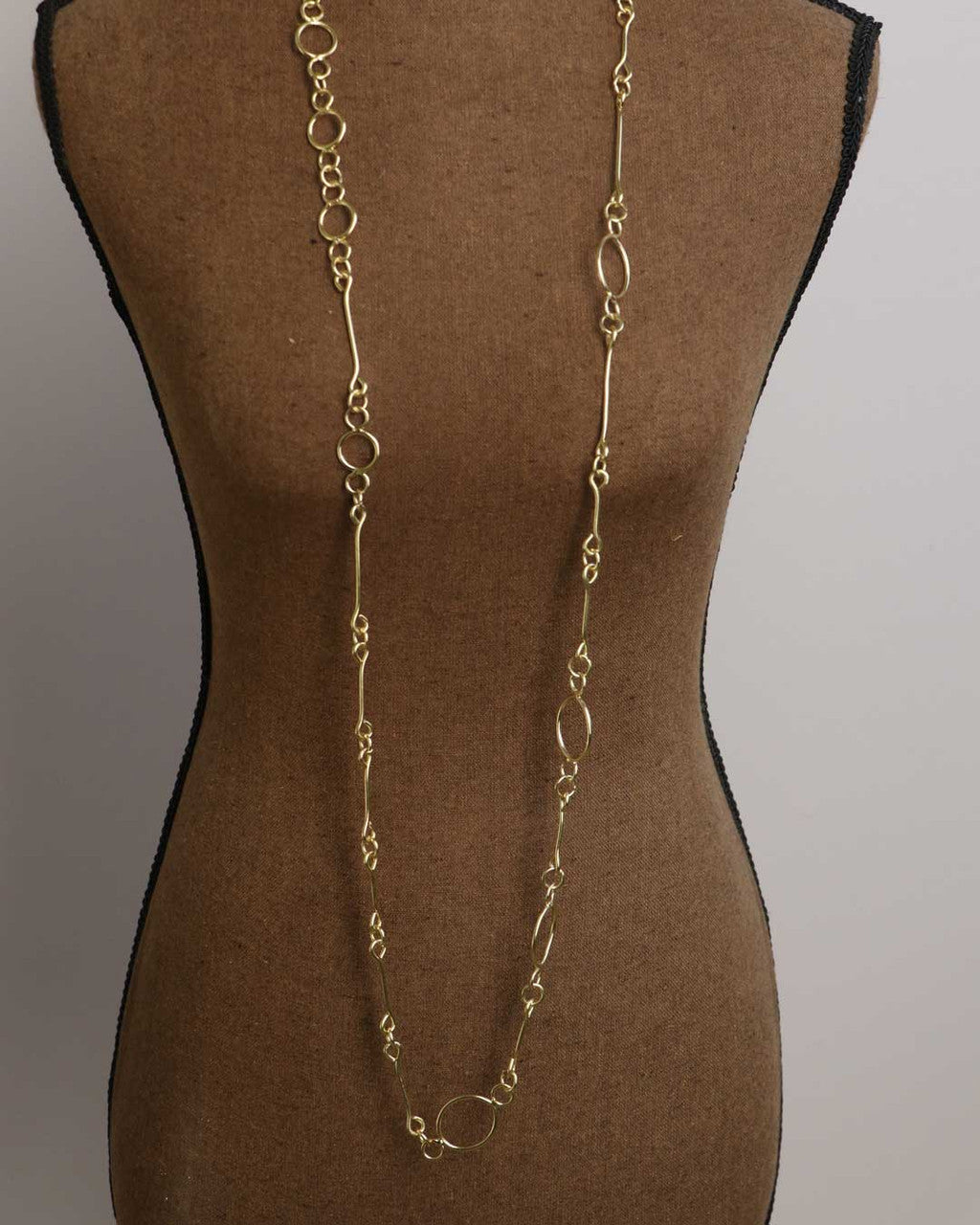 Open-Frame Link Brass Wrap Necklace