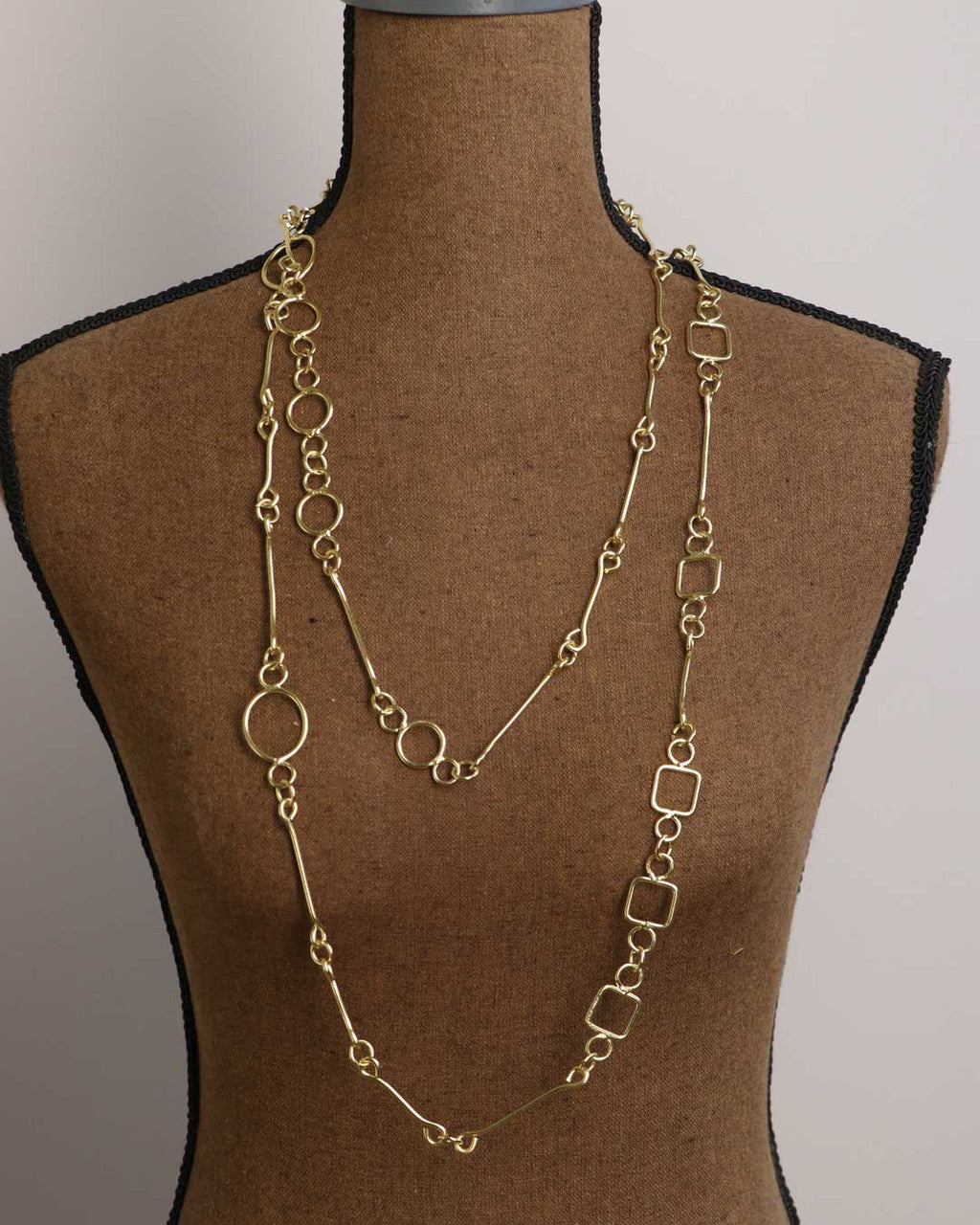 Open-Frame Link Brass Wrap Necklace