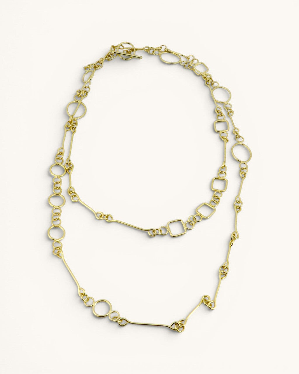Open-Frame Link Brass Wrap Necklace
