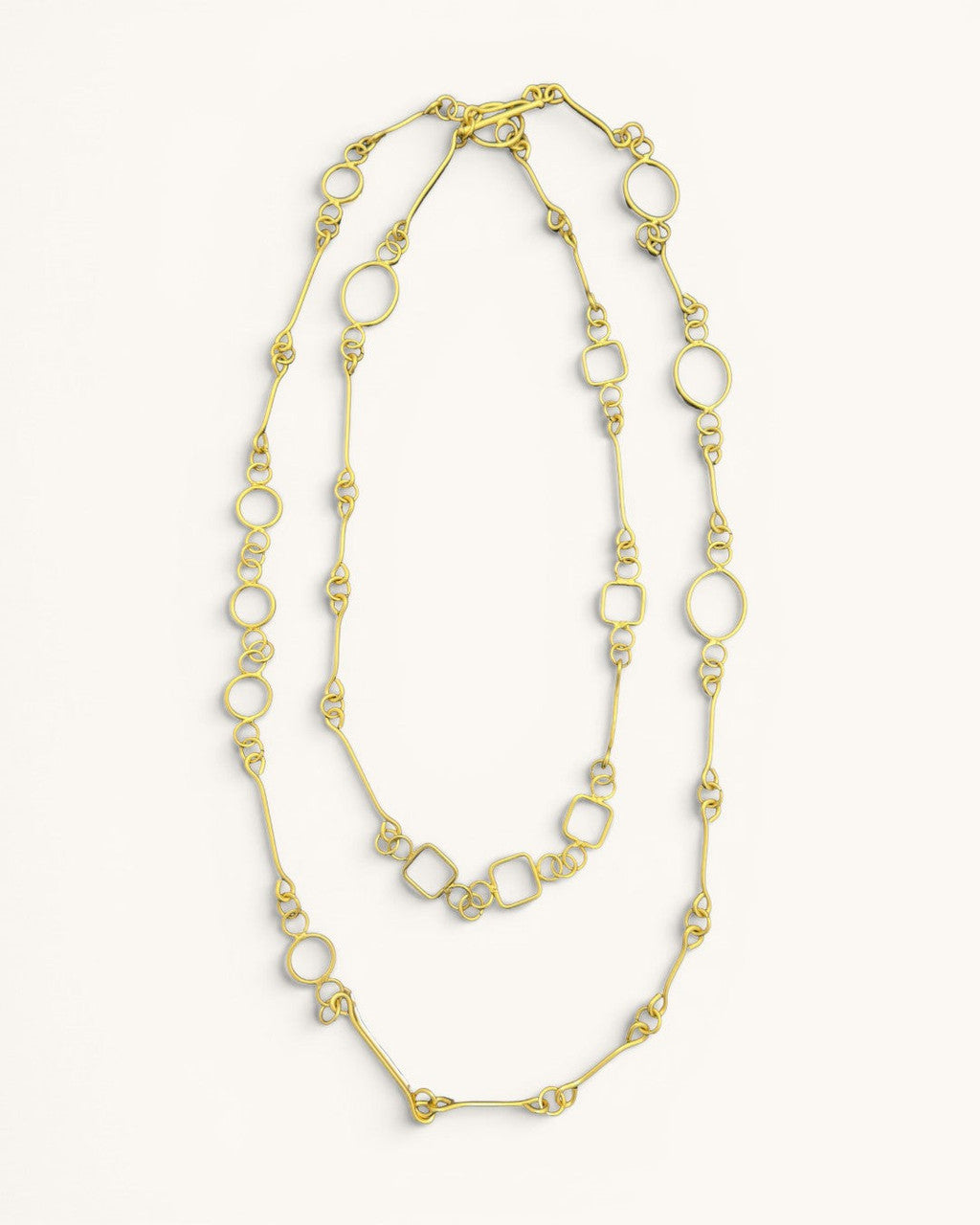 Open-Frame Link Brass Wrap Necklace