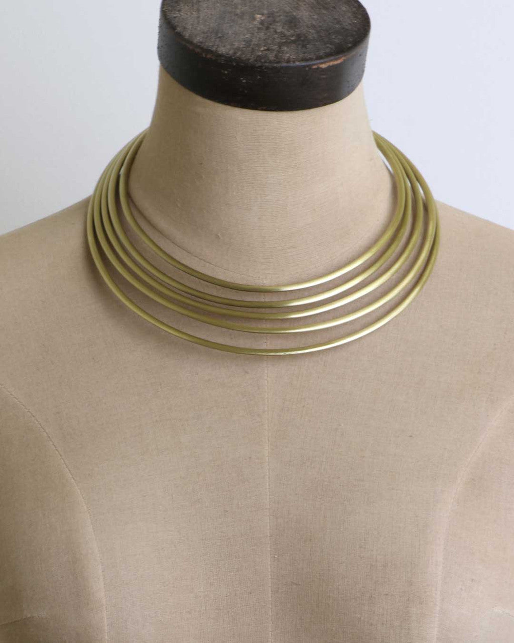 Graduated Brass Multi-Band Collar Necklace