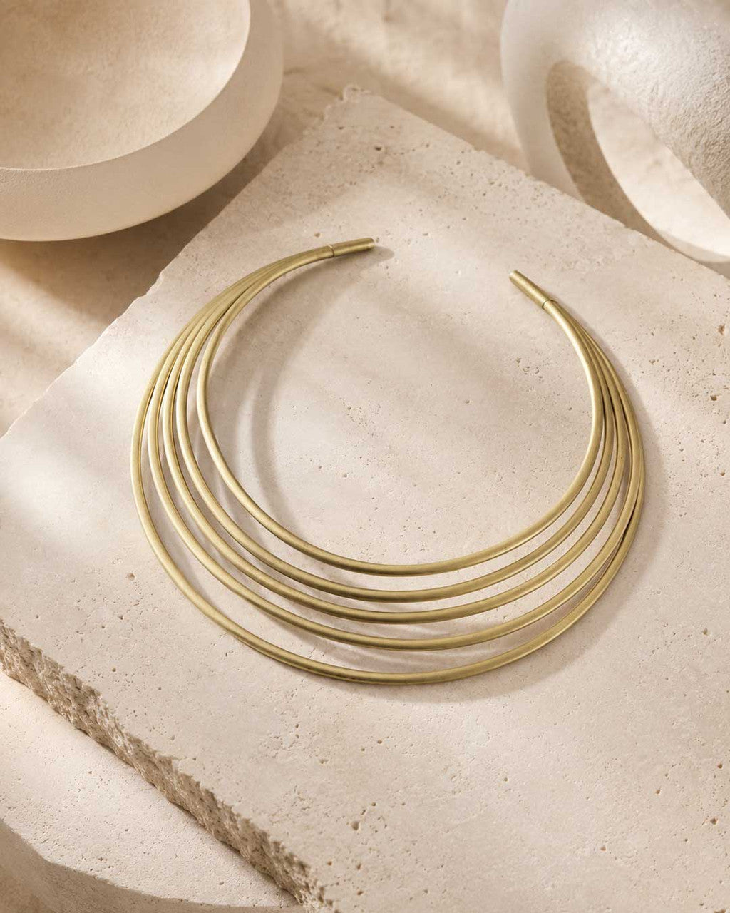 Graduated Brass Multi-Band Collar Necklace