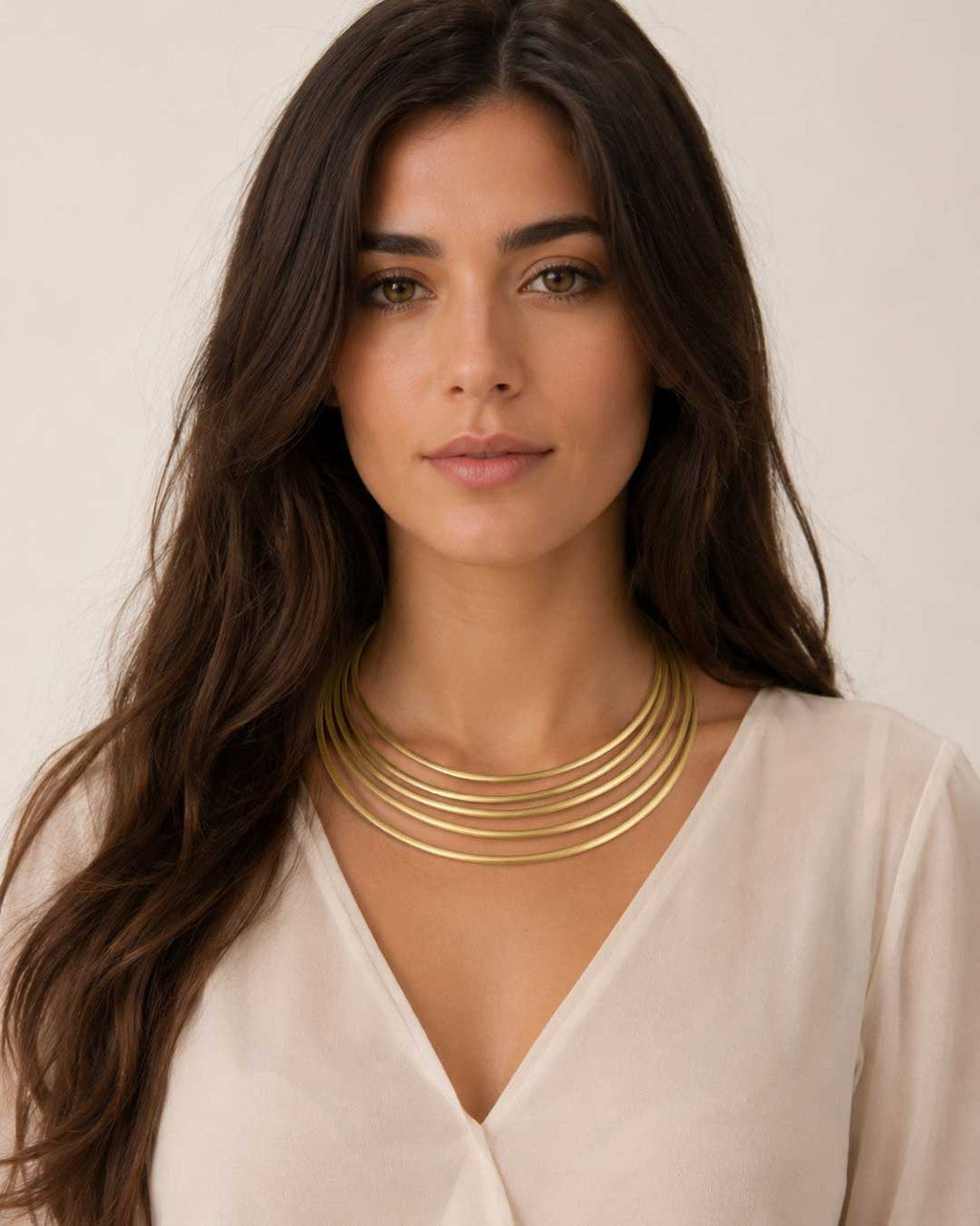 Graduated Brass Multi-Band Collar Necklace