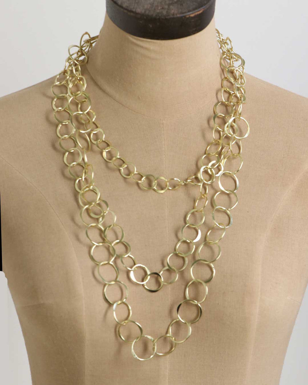 Three-Strand Open-Ring Chain Necklace