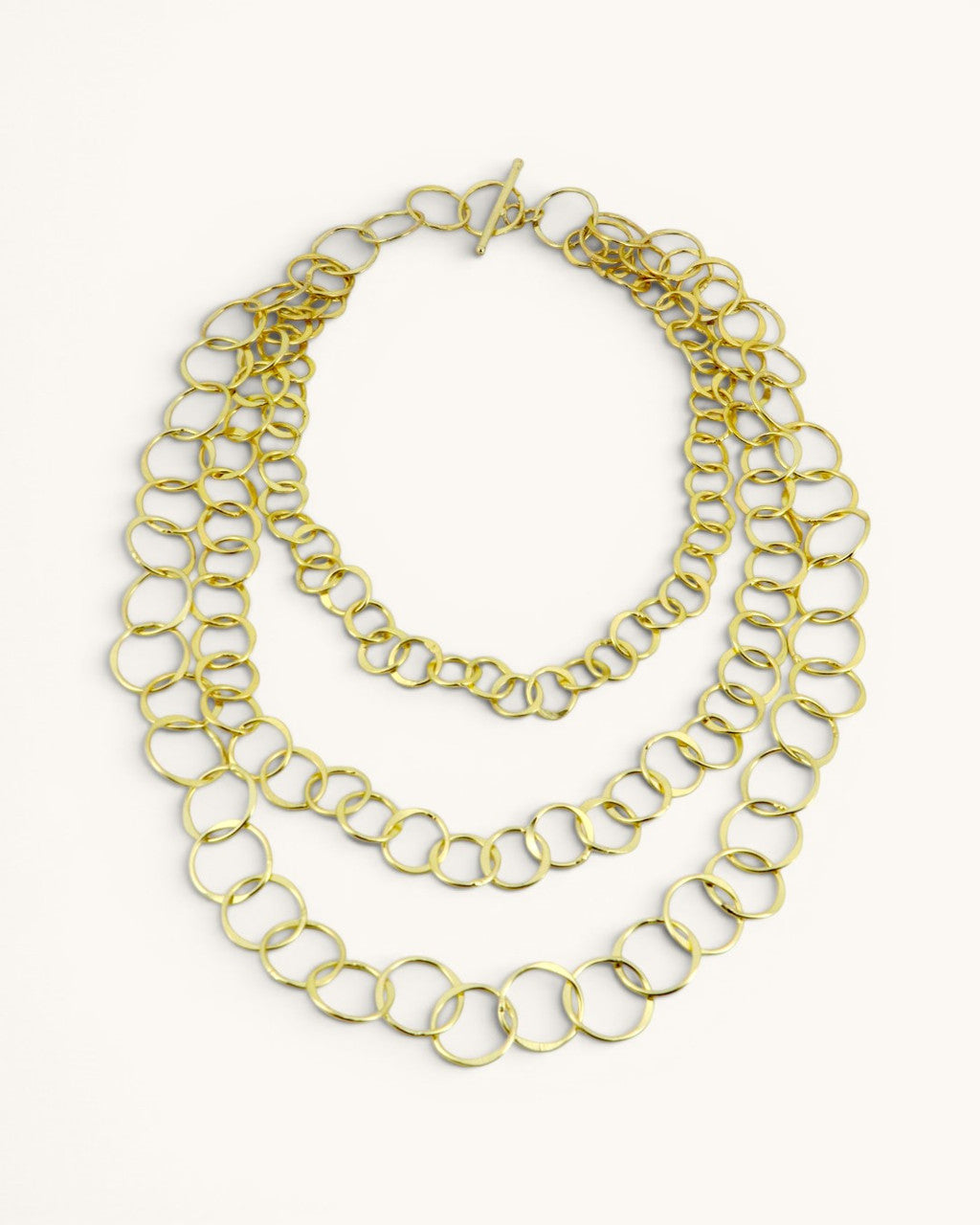 Three-Strand Open-Ring Chain Necklace