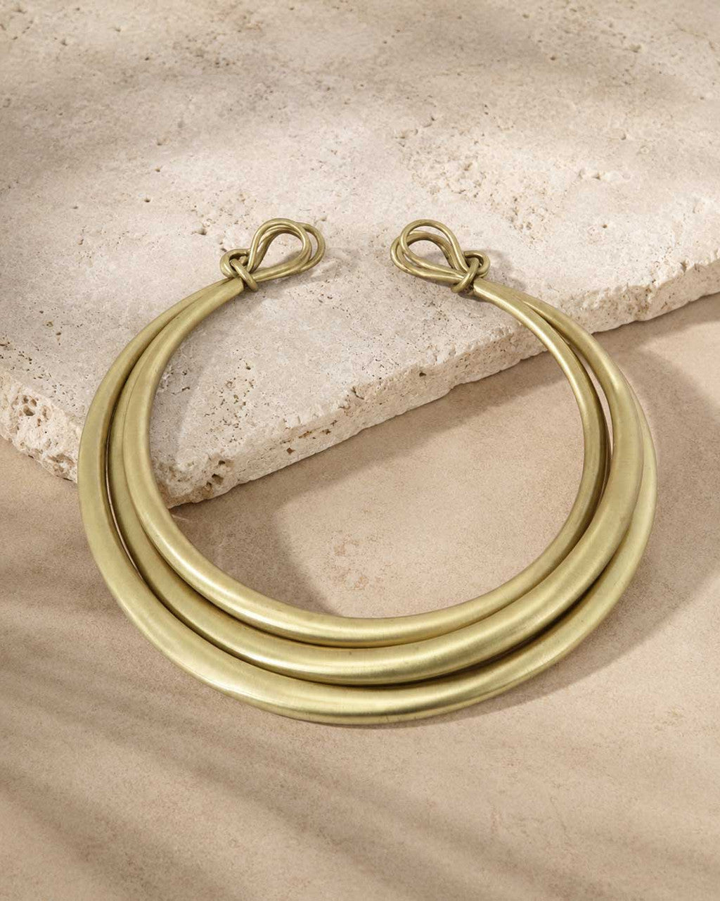 Three-Band Brass Collar with Knotted Terminals