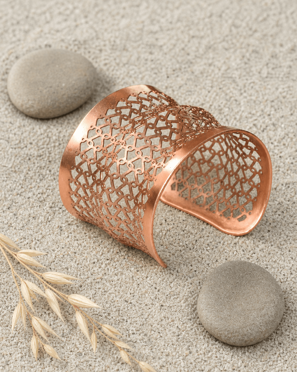Pierced Copper Lattice Wide Cuff