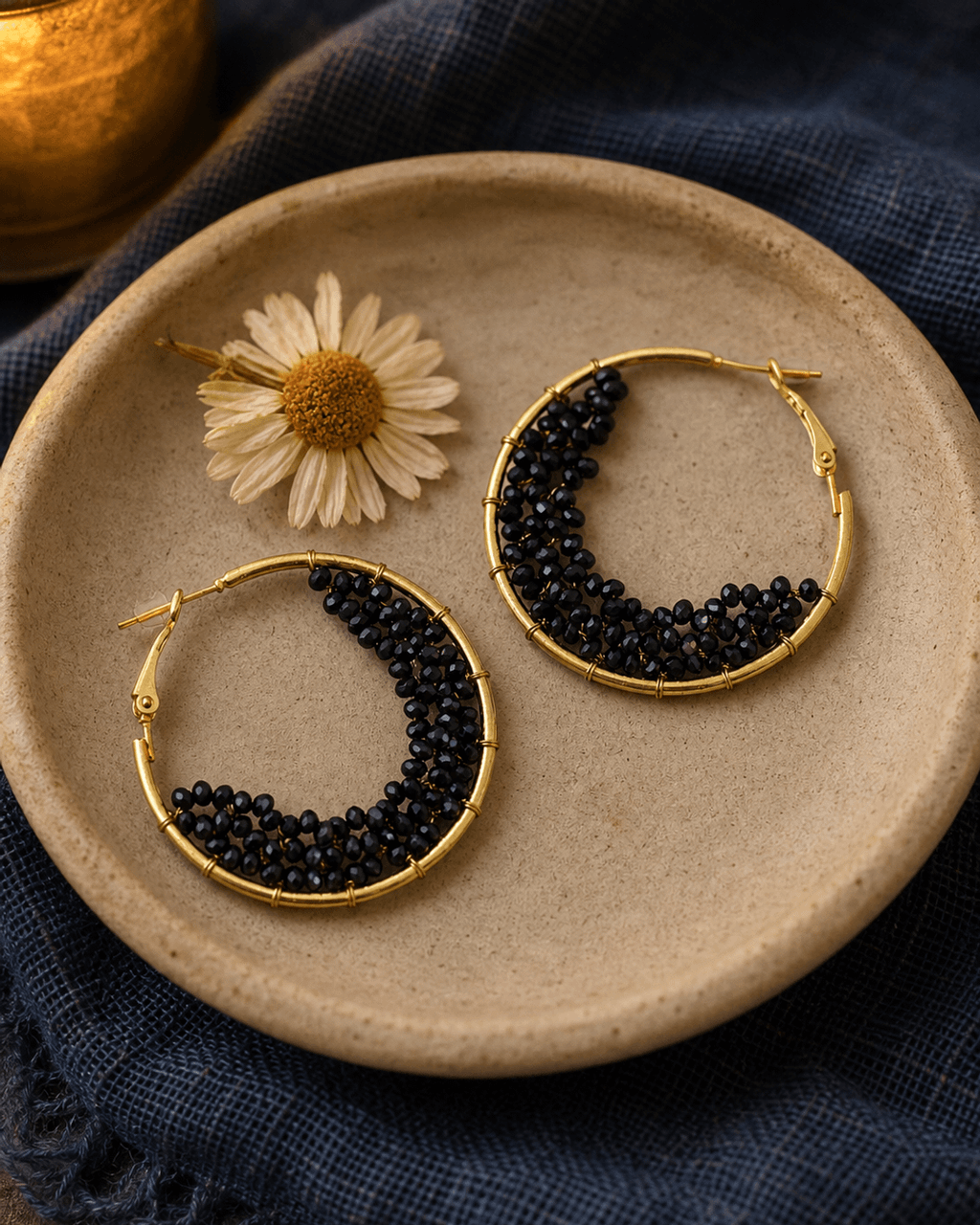 Beaded Crescent Hoop Earrings