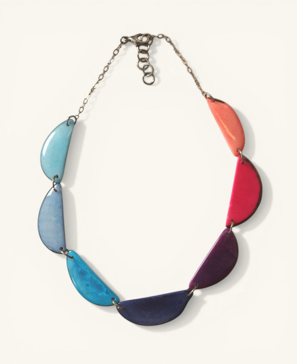 Jewel-Tone Crescent Tagua Necklace