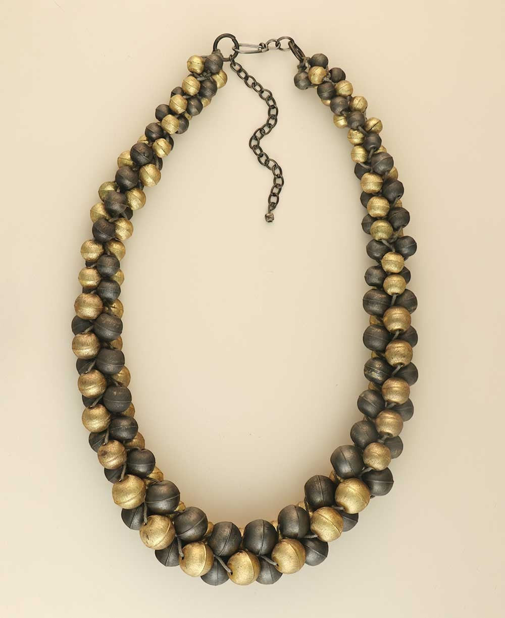 Twisted Two-Tone Bead Collar Necklace