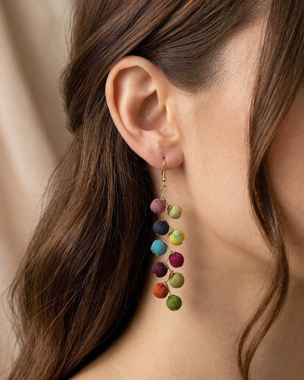 Kantha Bead Cascade Earrings