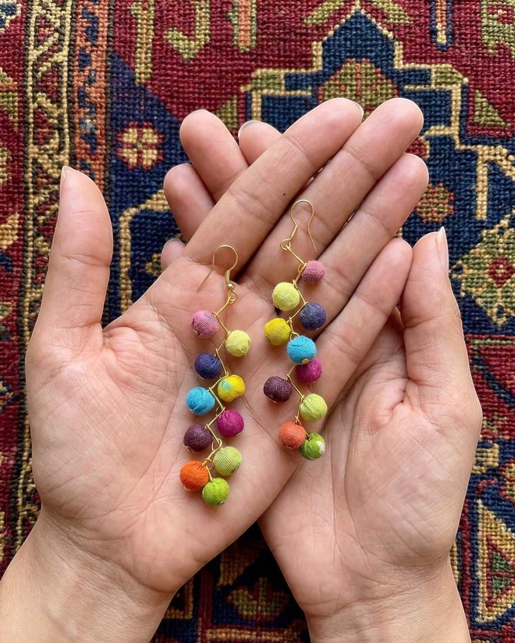 Kantha Bead Cascade Earrings