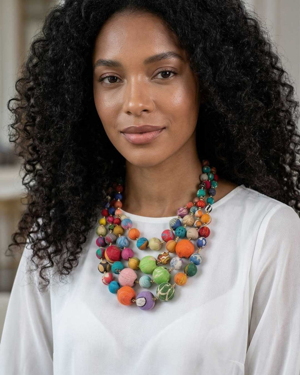Four-Strand Kantha Bead Necklace