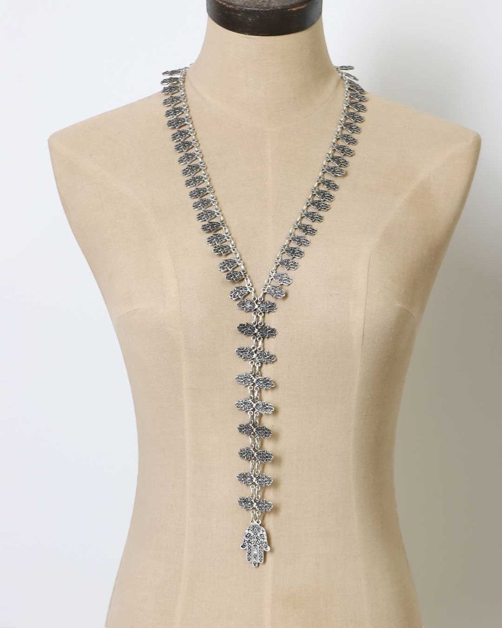 Engraved Hamsa Lariat Necklace