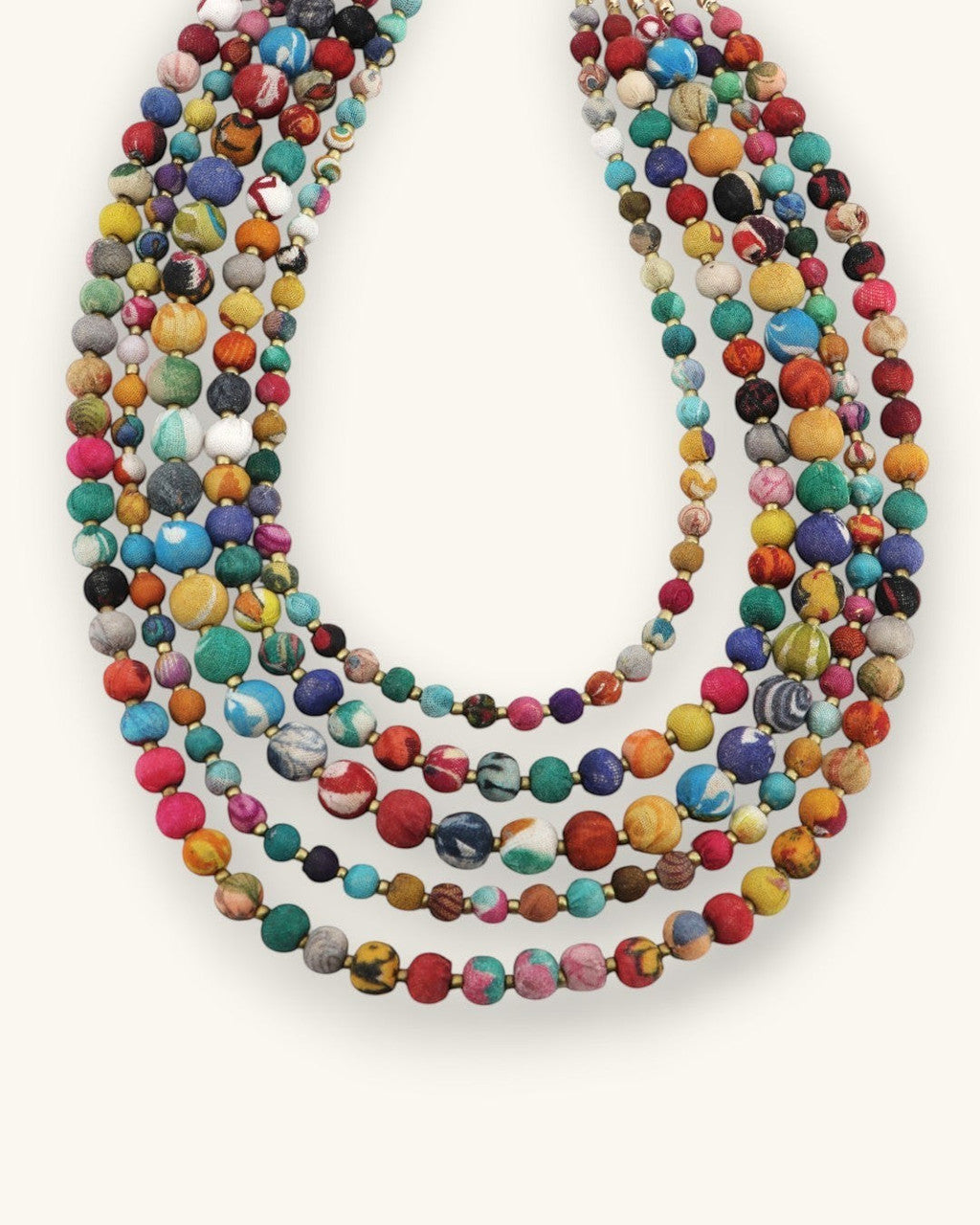 Five-Strand Fabric Bead Necklace in Mixed Color
