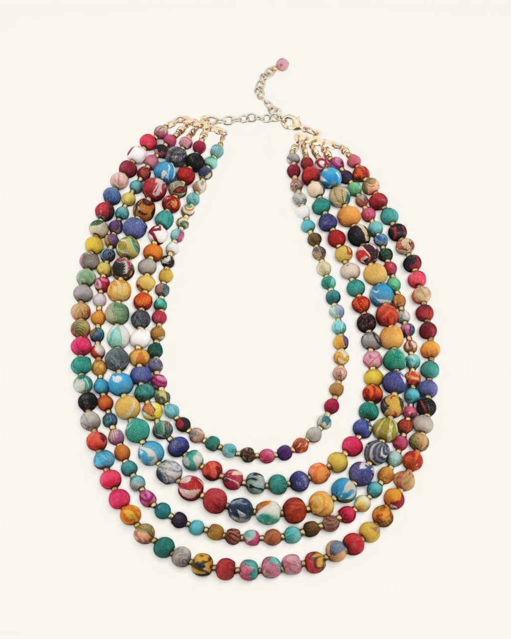 Five-Strand Fabric Bead Necklace in Mixed Color
