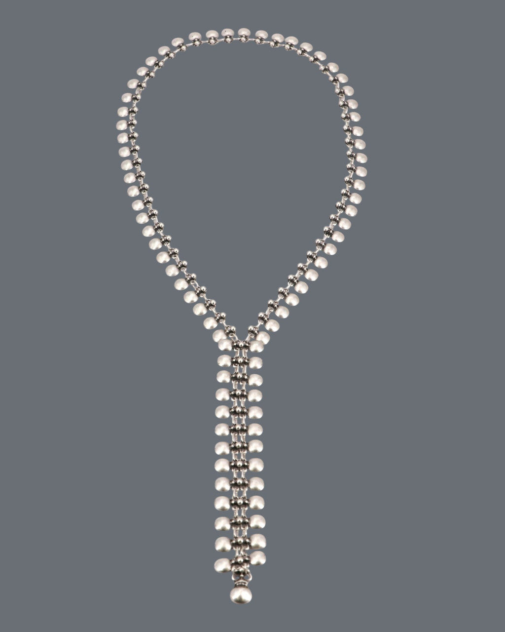 Bead-Link Lariat Necklace with Woven Drop Panel
