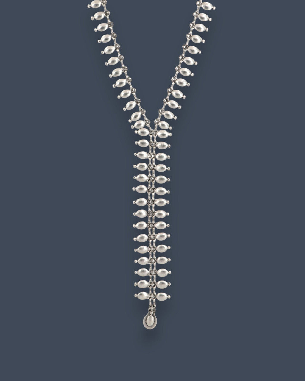 Feather-Fringed Silver-Tone Lariat Necklace