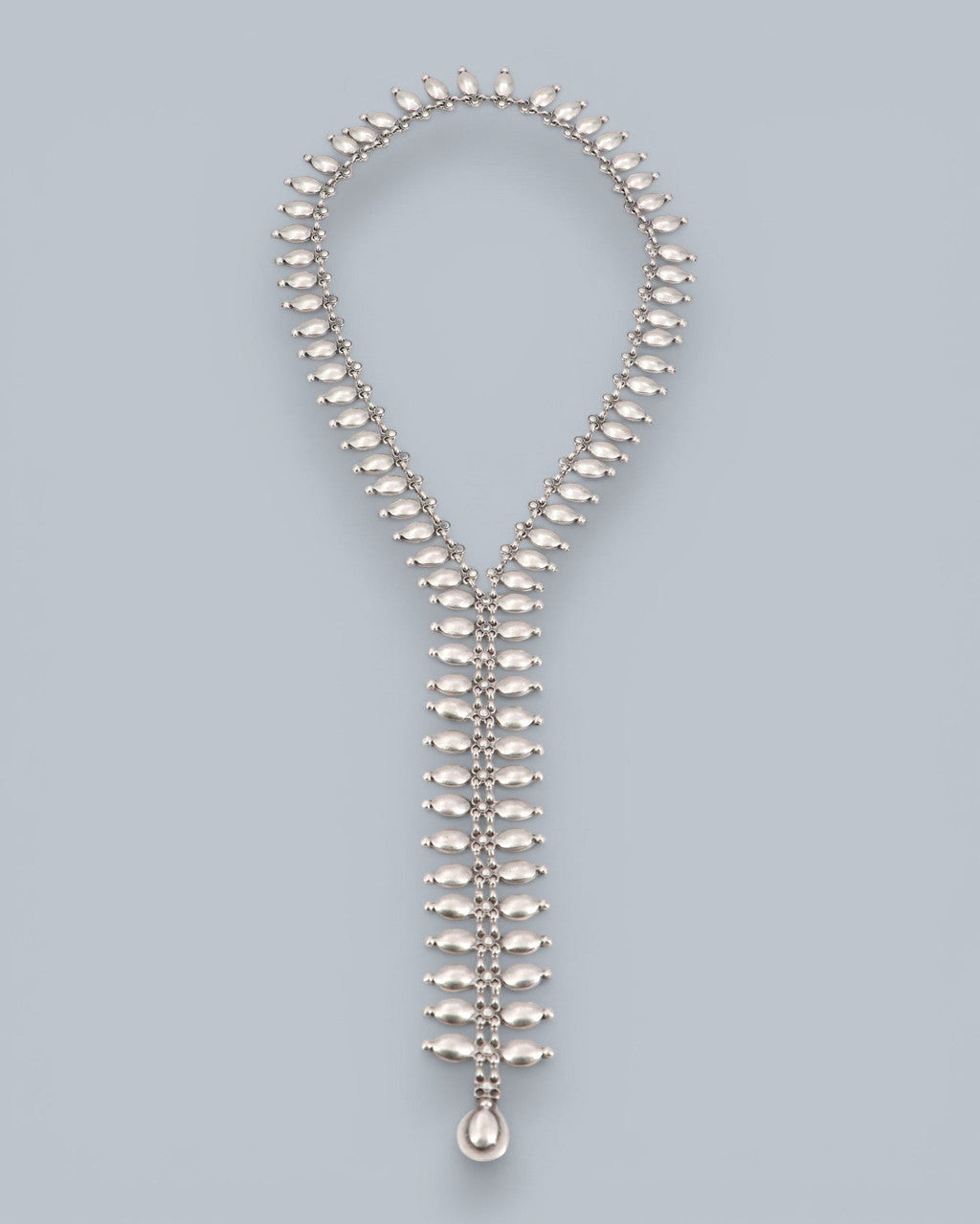 Feather-Fringed Silver-Tone Lariat Necklace