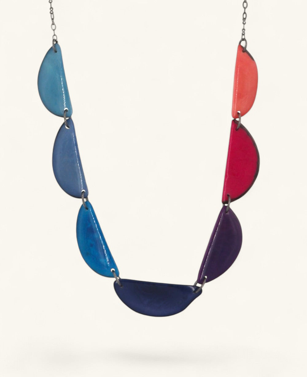 Jewel-Tone Crescent Tagua Necklace