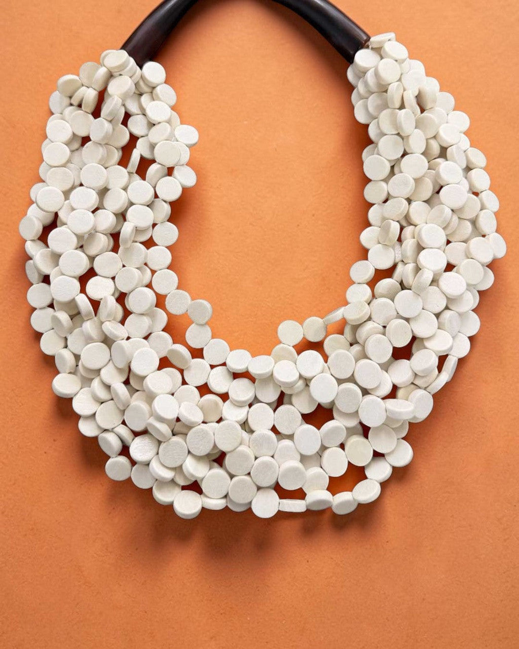 White Disc Multi-Strand Collar Necklace