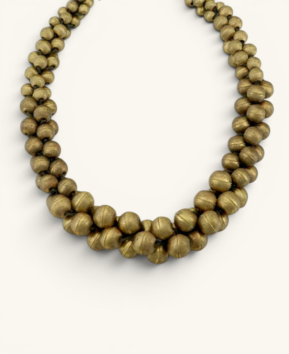 Twisted Bead Collar Necklace in Antique Gold