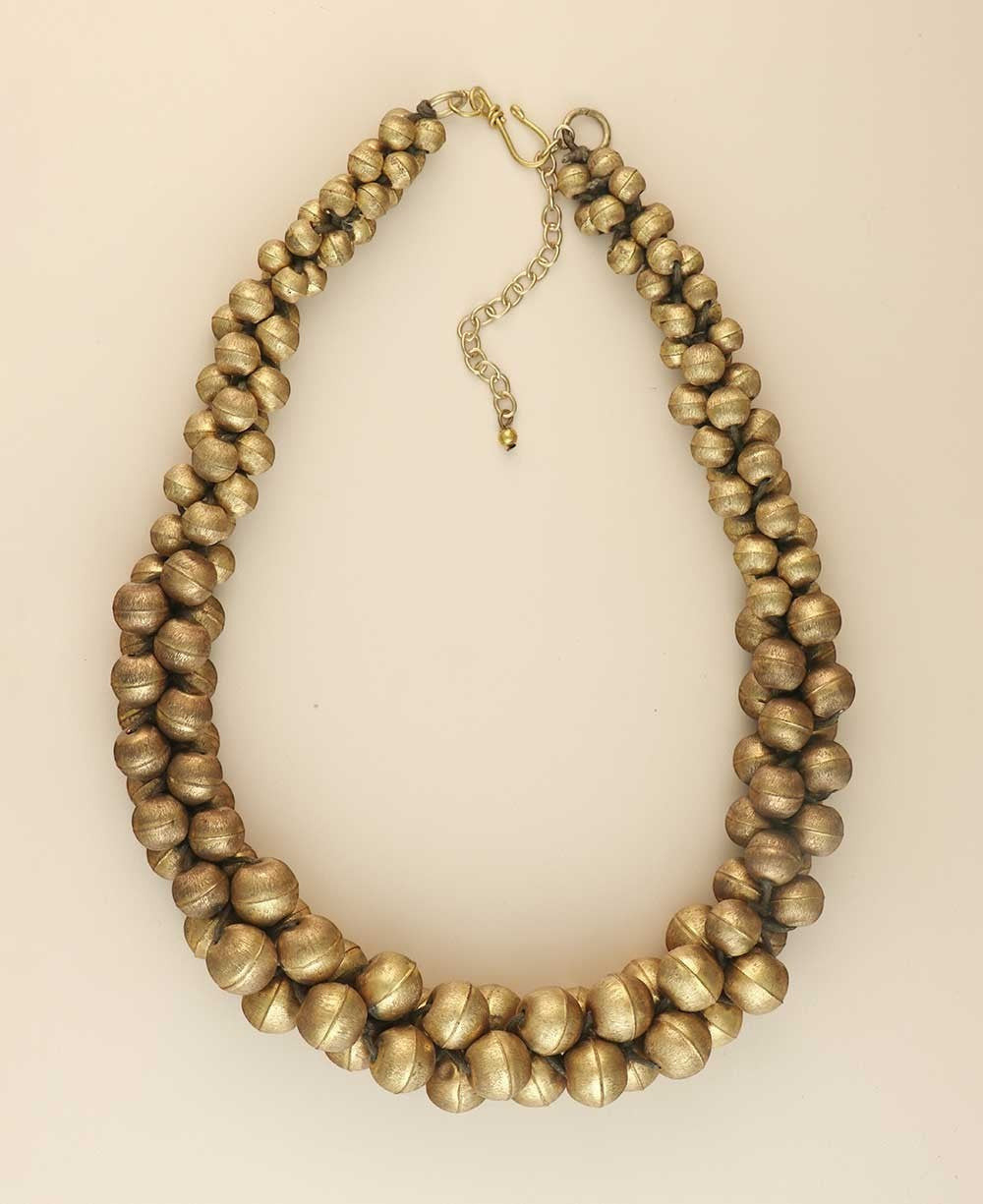 Twisted Bead Collar Necklace in Antique Gold
