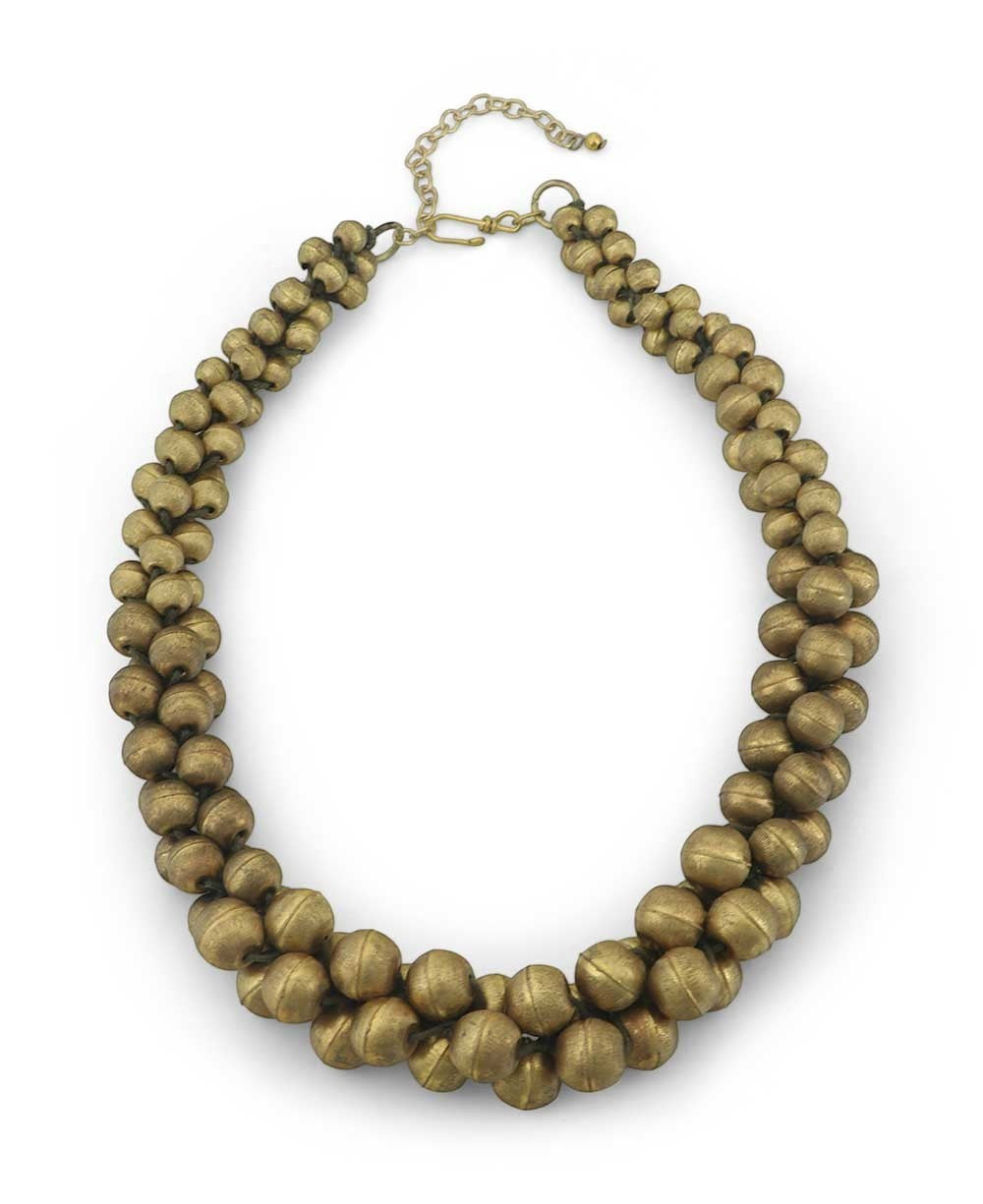 Twisted Bead Collar Necklace in Antique Gold