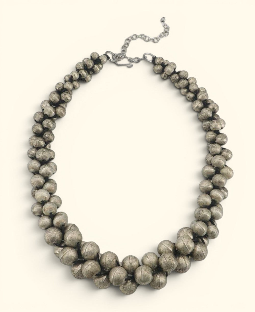 Twisted Bead Collar in Antique Silver-Tone