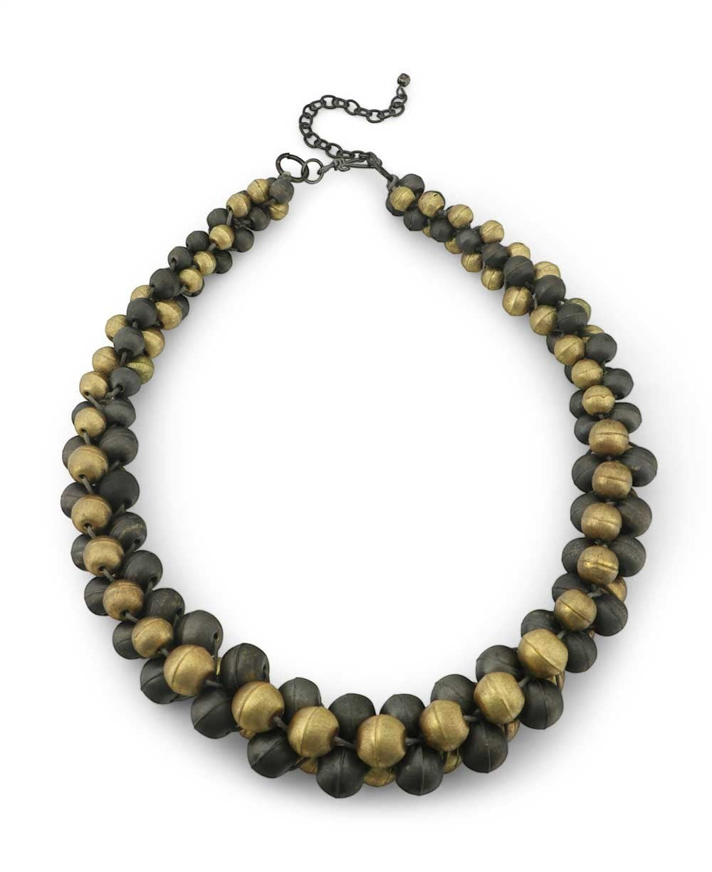 Twisted Two-Tone Bead Collar Necklace