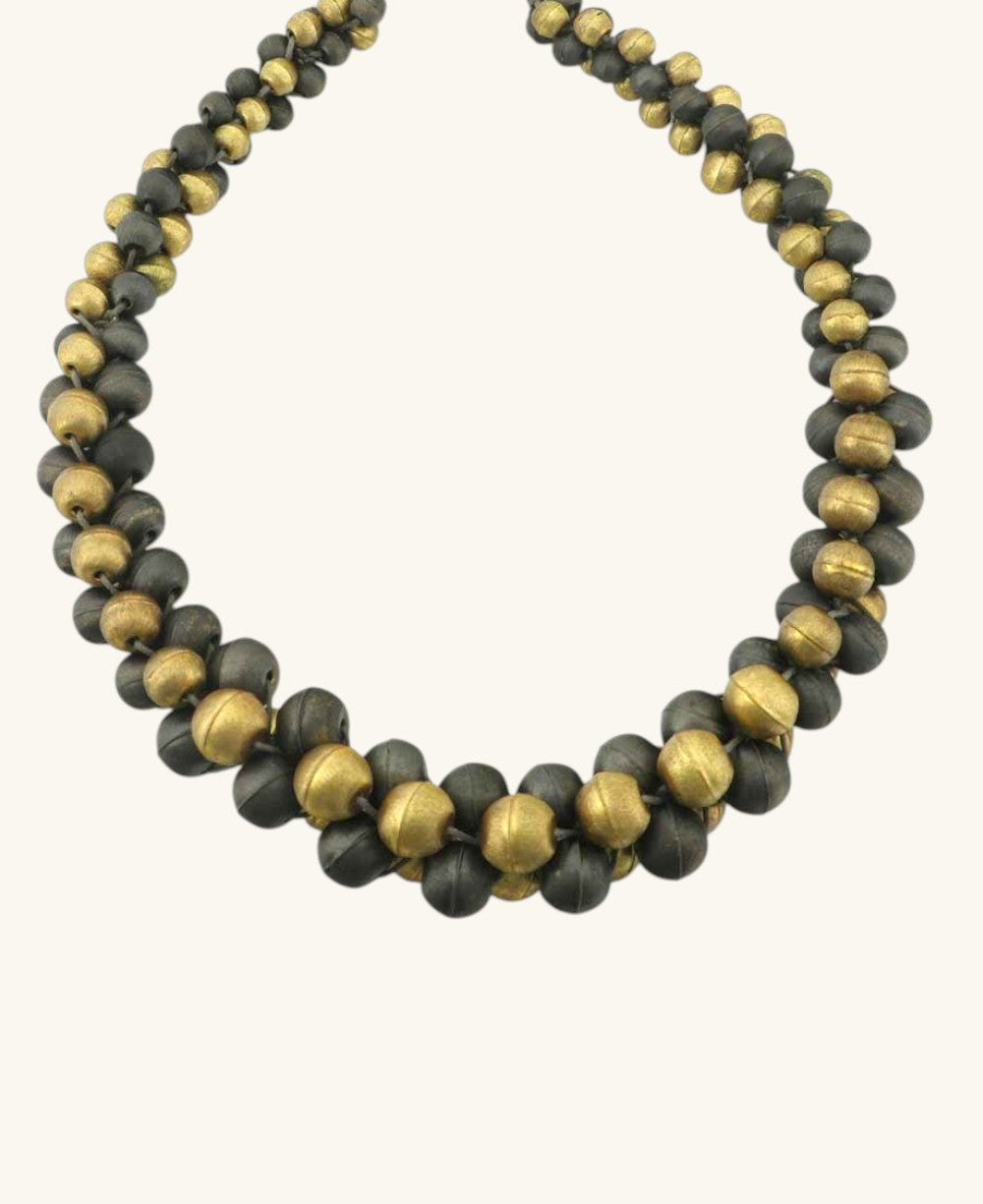 Twisted Two-Tone Bead Collar Necklace