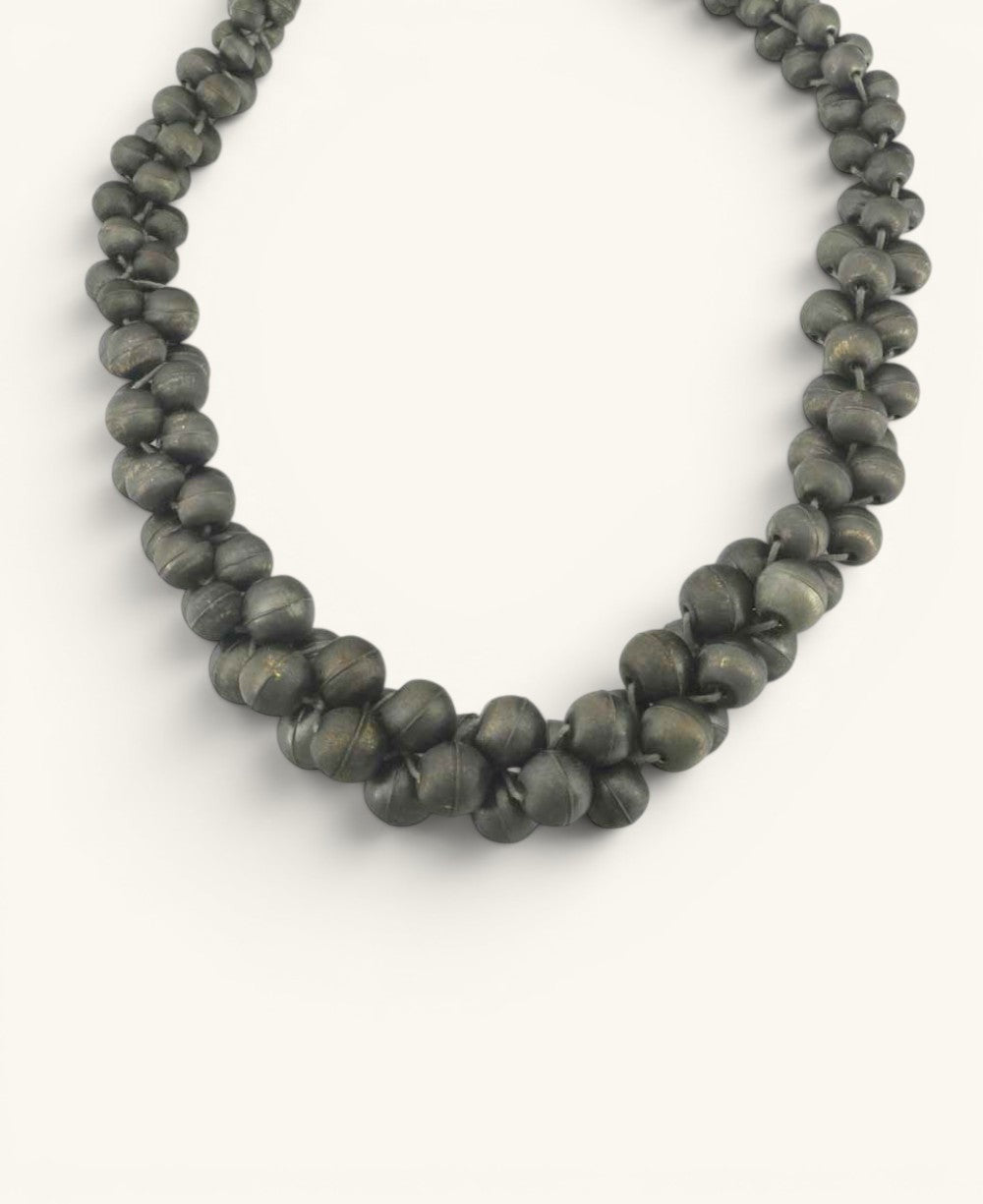Twisted Gunmetal Bead Rope Necklace