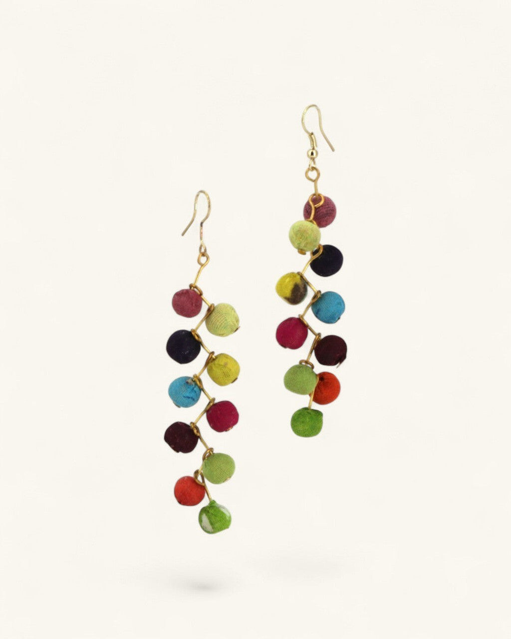 Kantha Bead Cascade Earrings