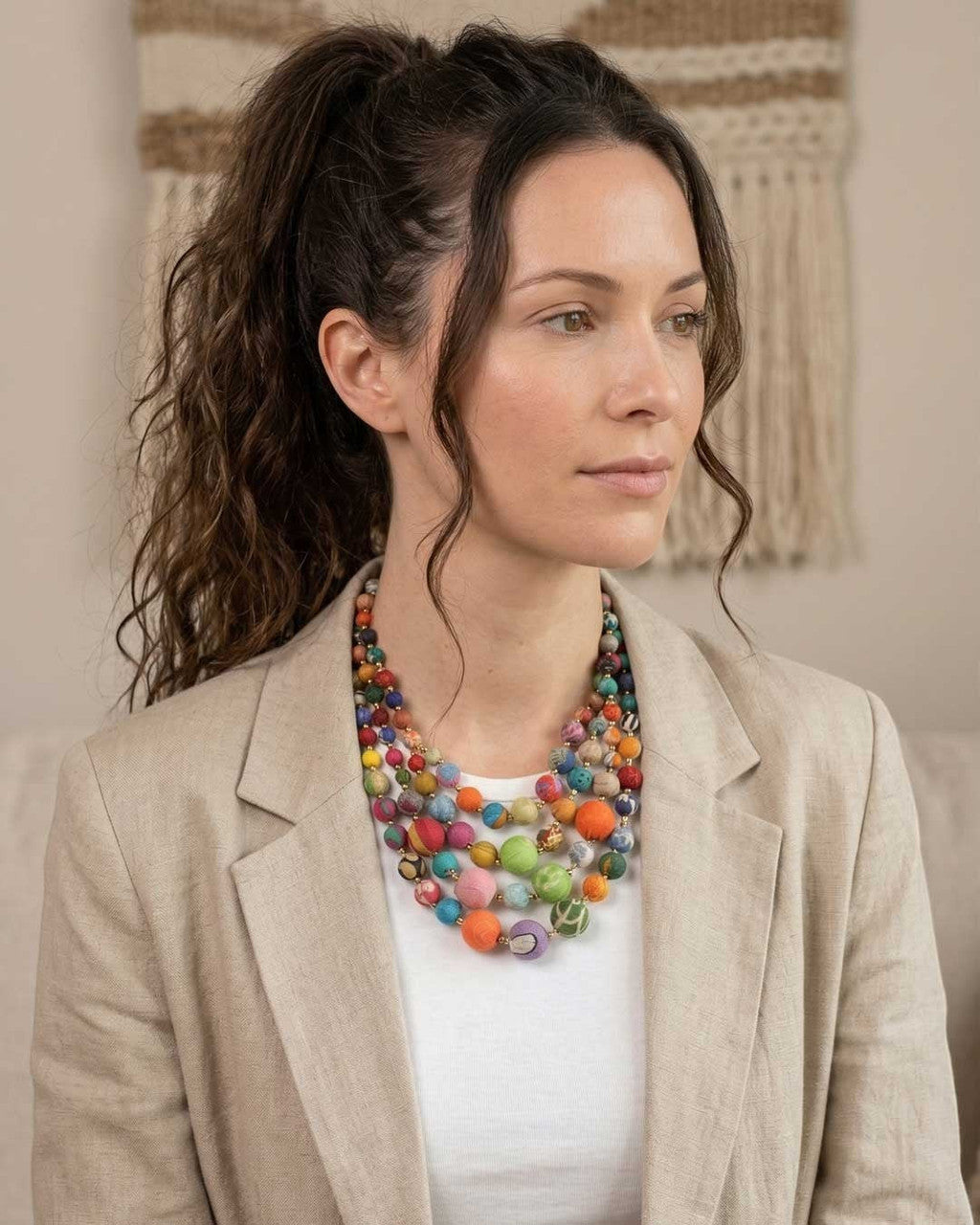 Four-Strand Kantha Bead Necklace