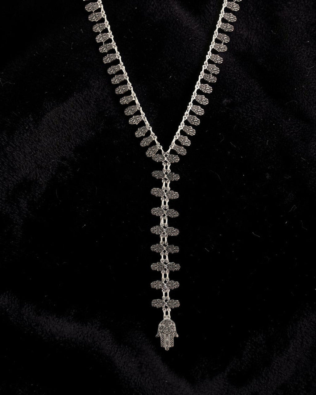 Engraved Hamsa Lariat Necklace