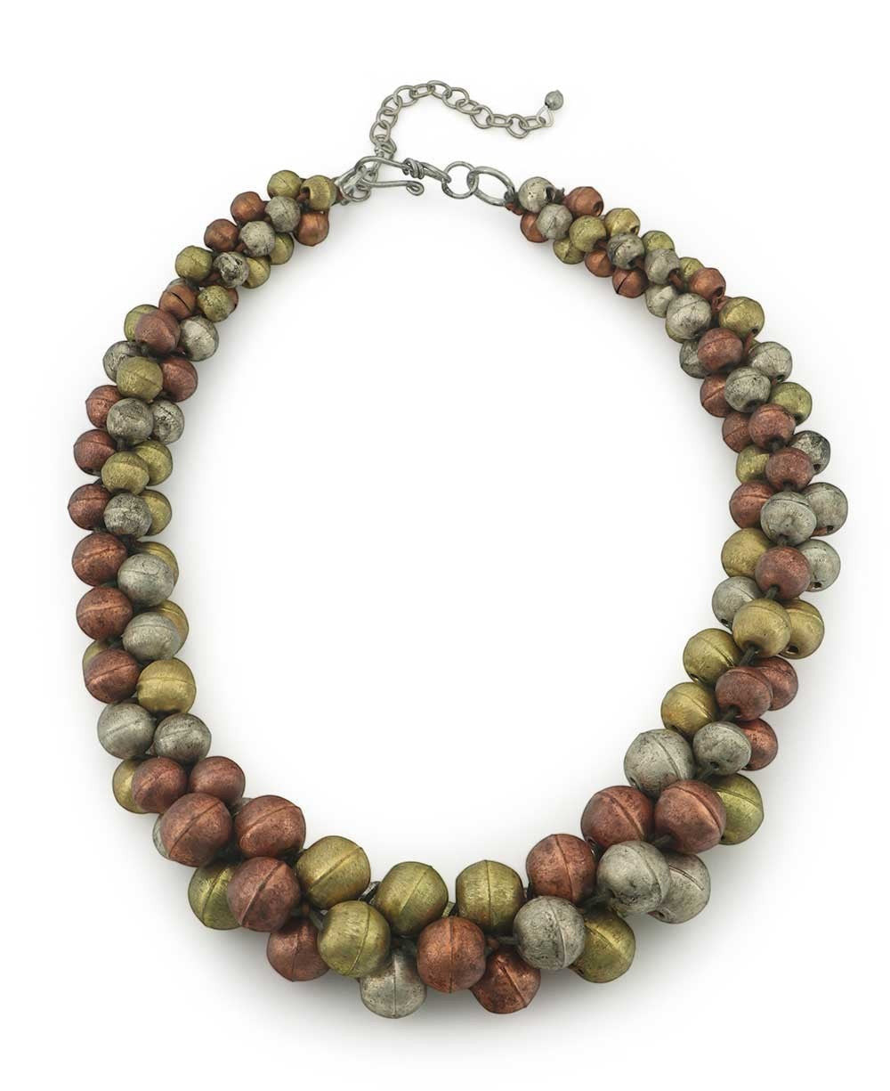 Tri-Tone Beaded Collar Necklace