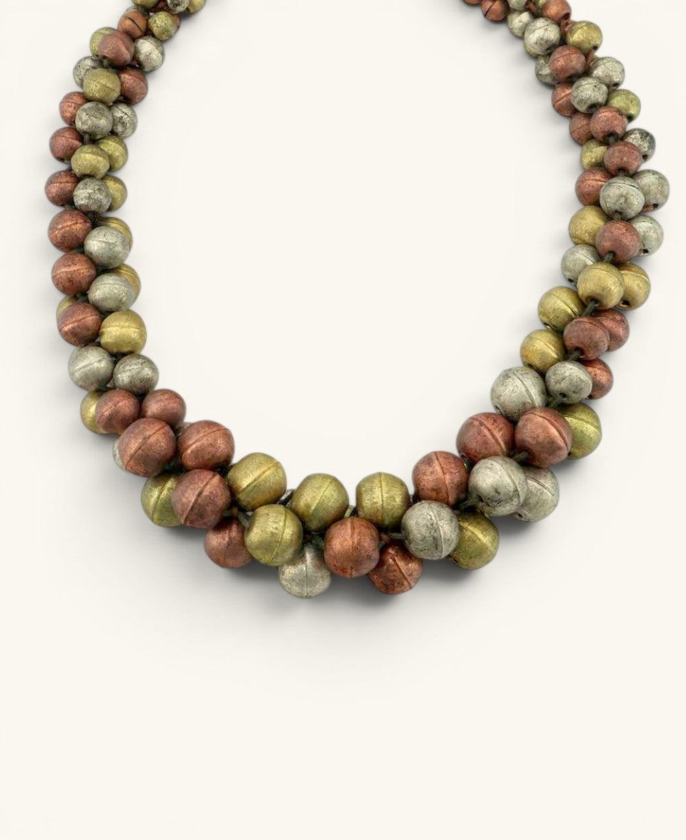 Tri-Tone Beaded Collar Necklace
