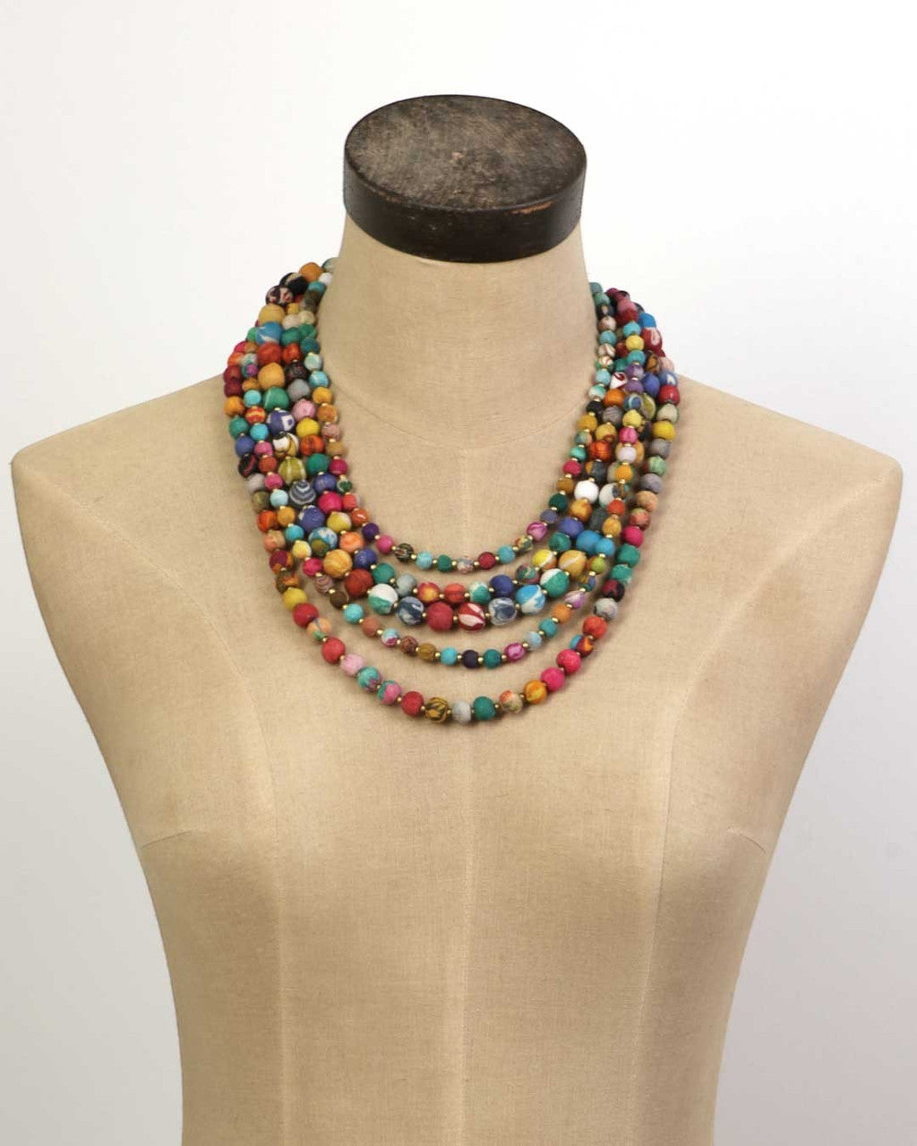 Five-Strand Fabric Bead Necklace in Mixed Color