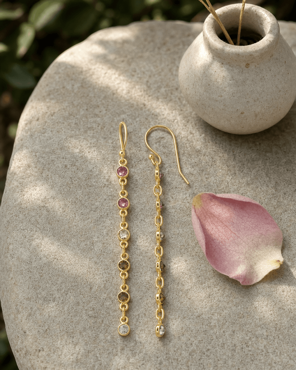 Six-Stone Tourmaline Chain Drop Earrings