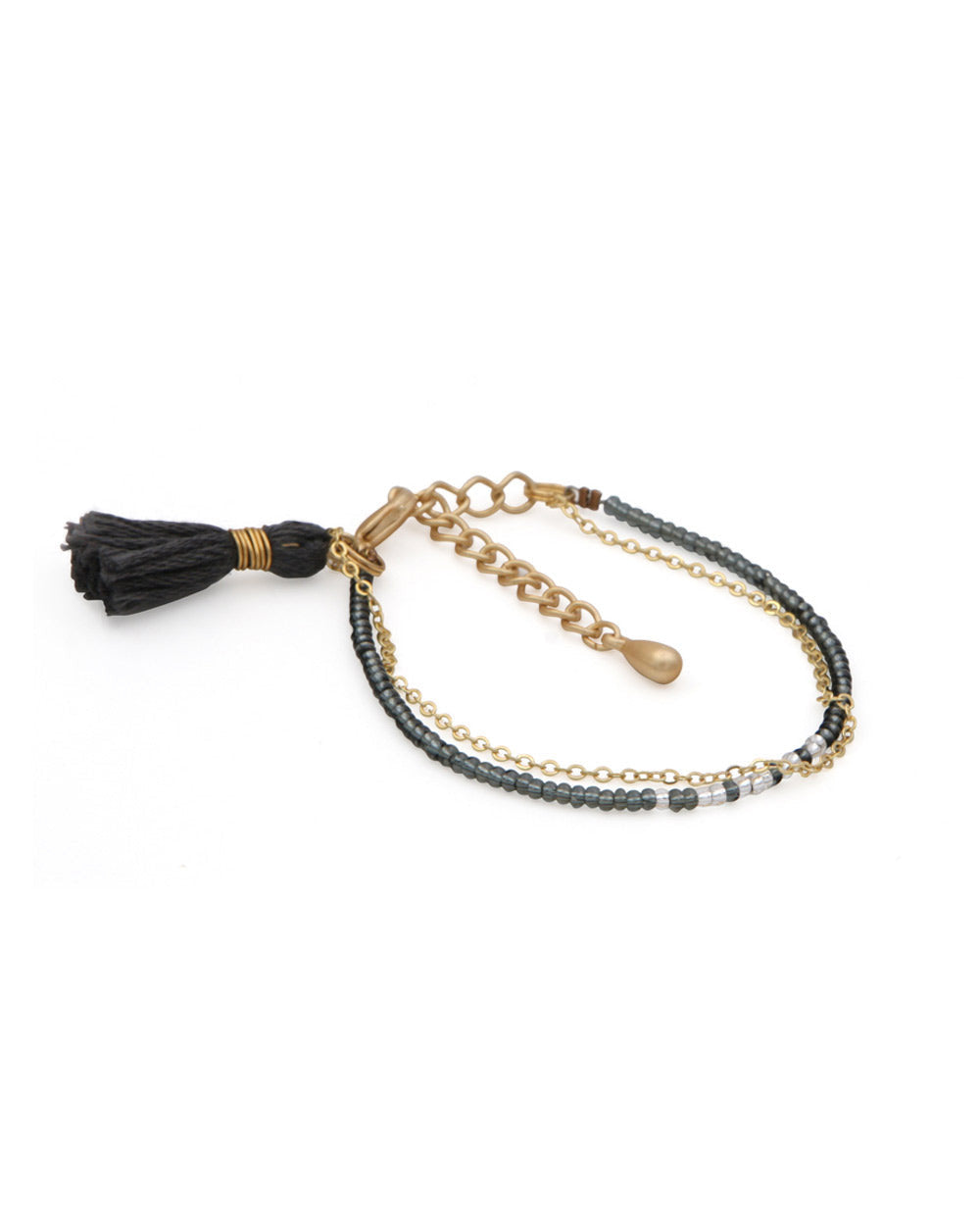 Morse Code Seed Bead Bracelet with Tassel