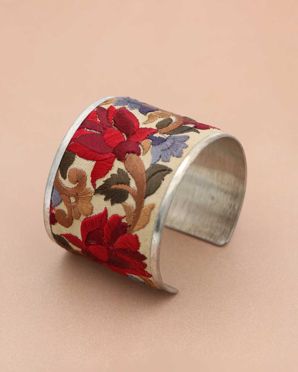 Crimson Embroidered Floral Cuff