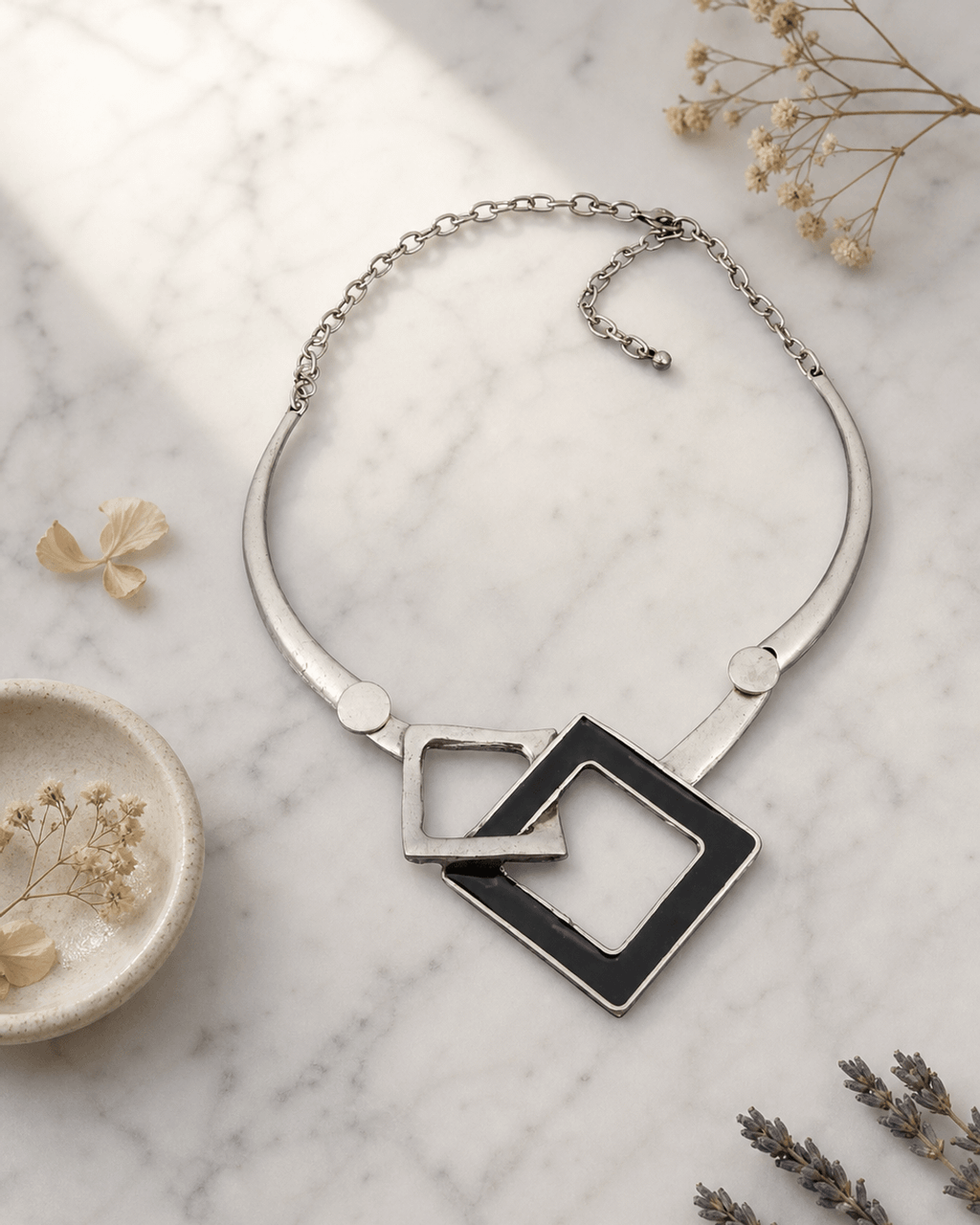 Interlocking Squares Collar Necklace