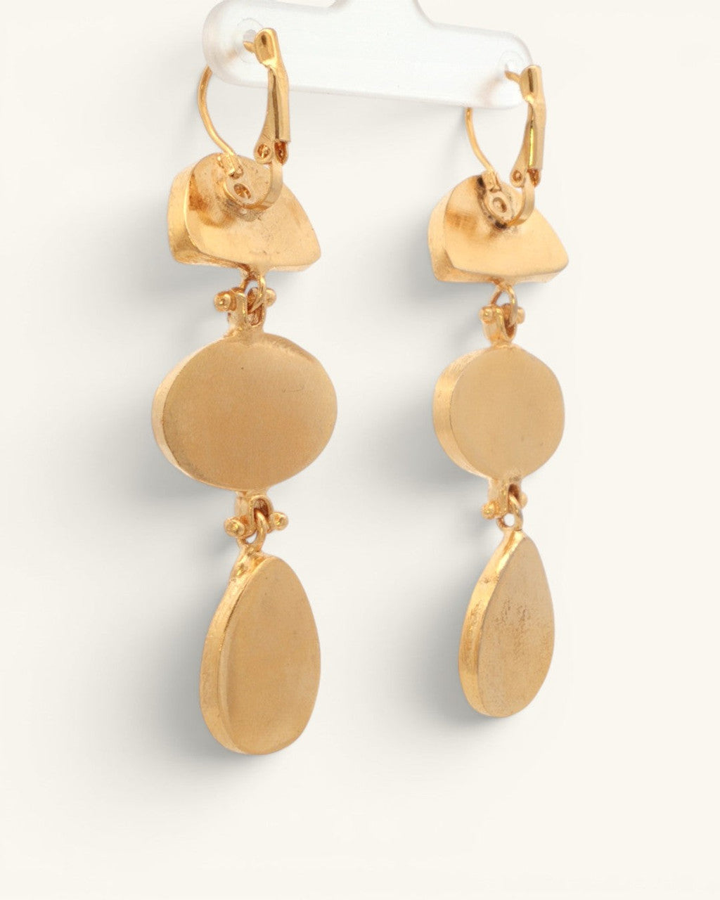 Graduated Three-Stone Cat Eye Drop Earrings