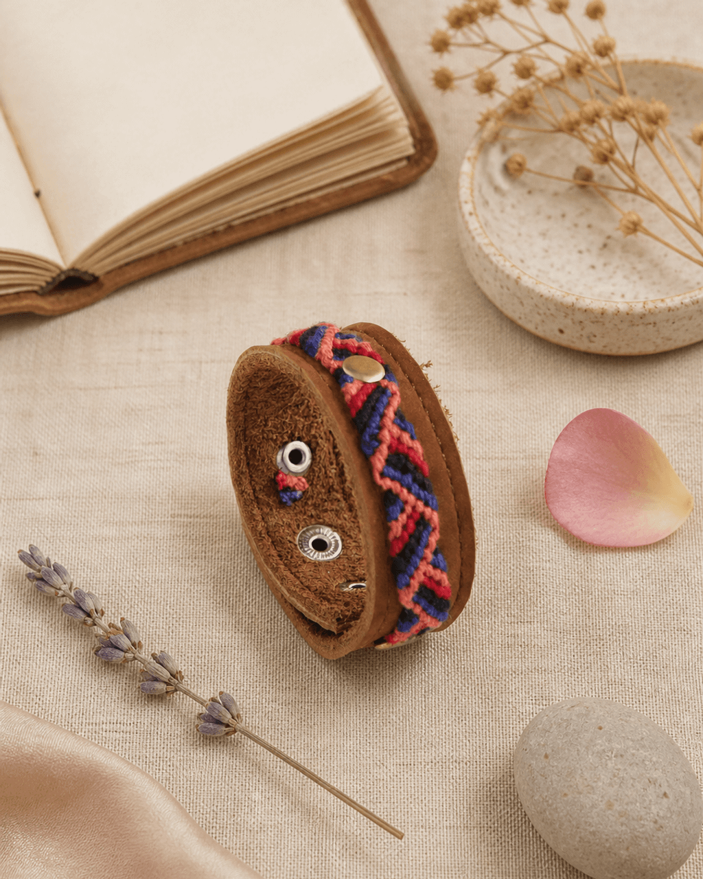 Woven Chevron Leather Cuff Bracelet