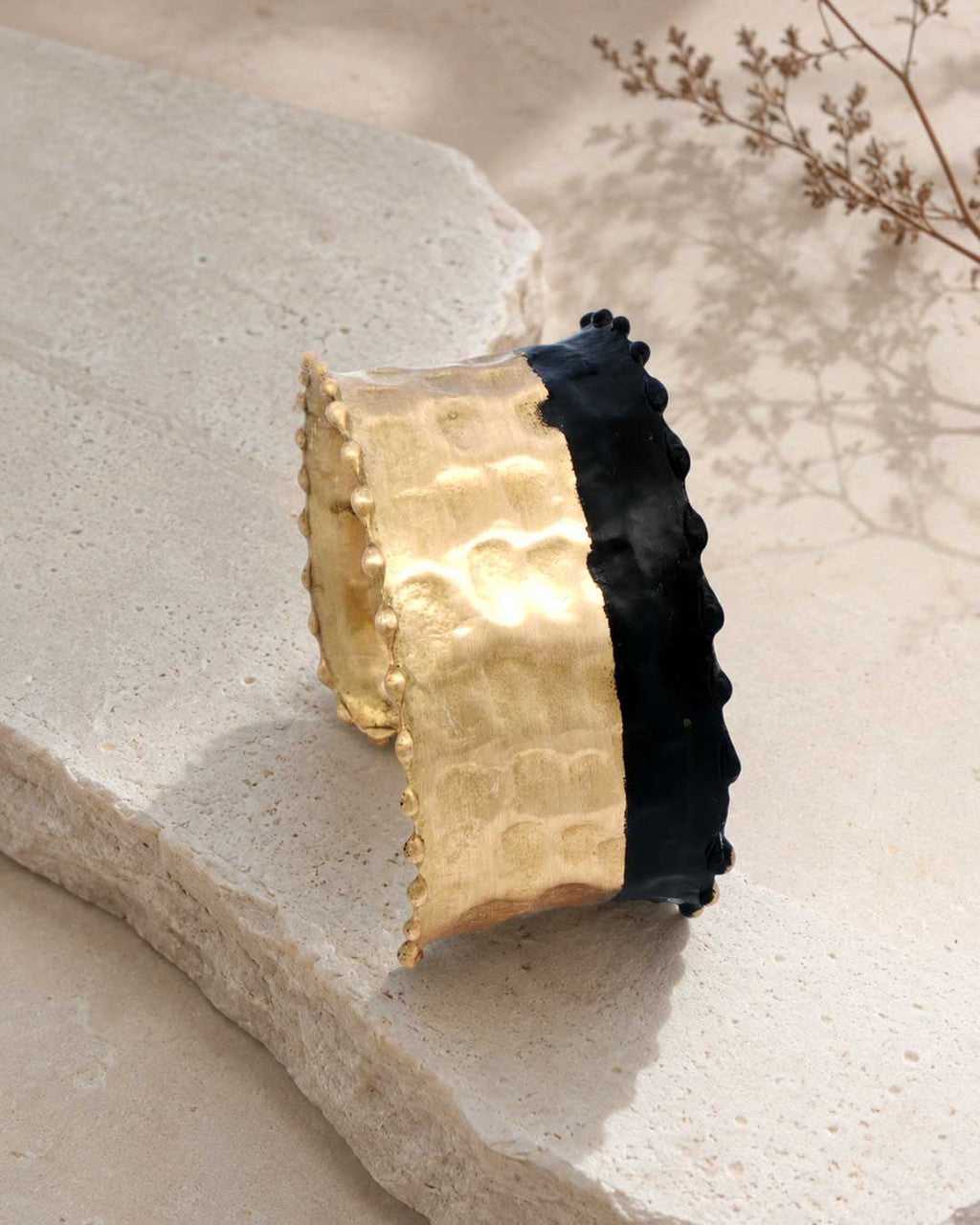 Two-Tone Hammered Cuff in Brass and Black