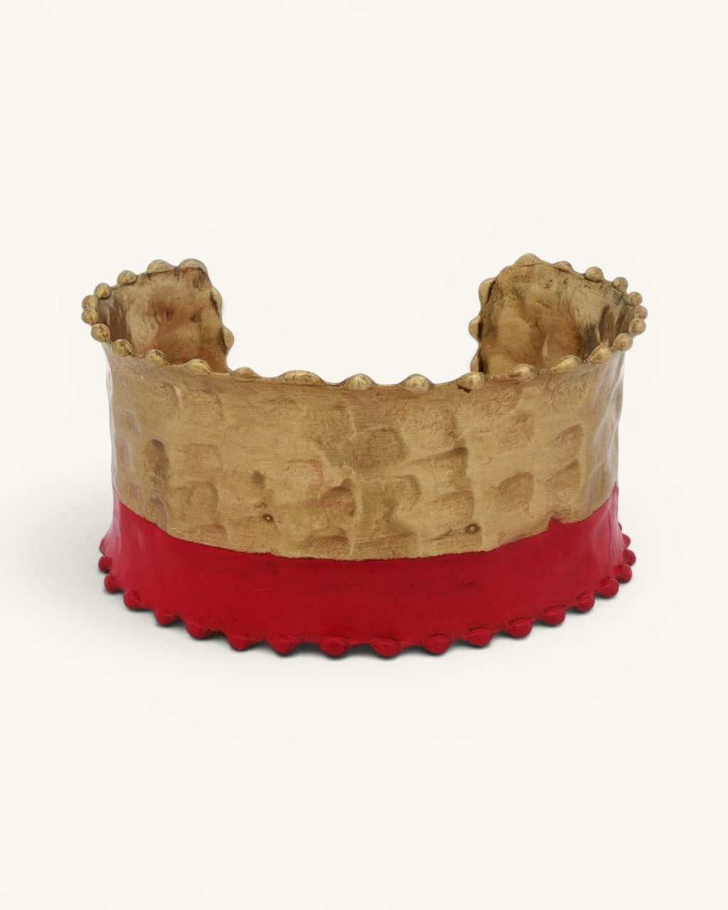 Hammered Brass Cuff with Red Painted Band