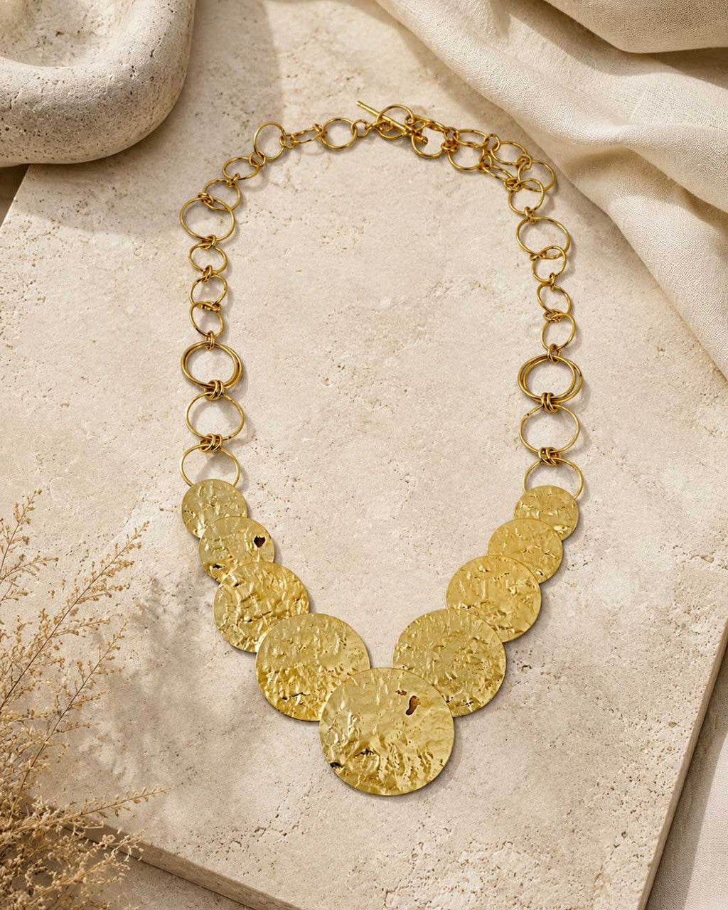 Hammered Disc Cascade Necklace
