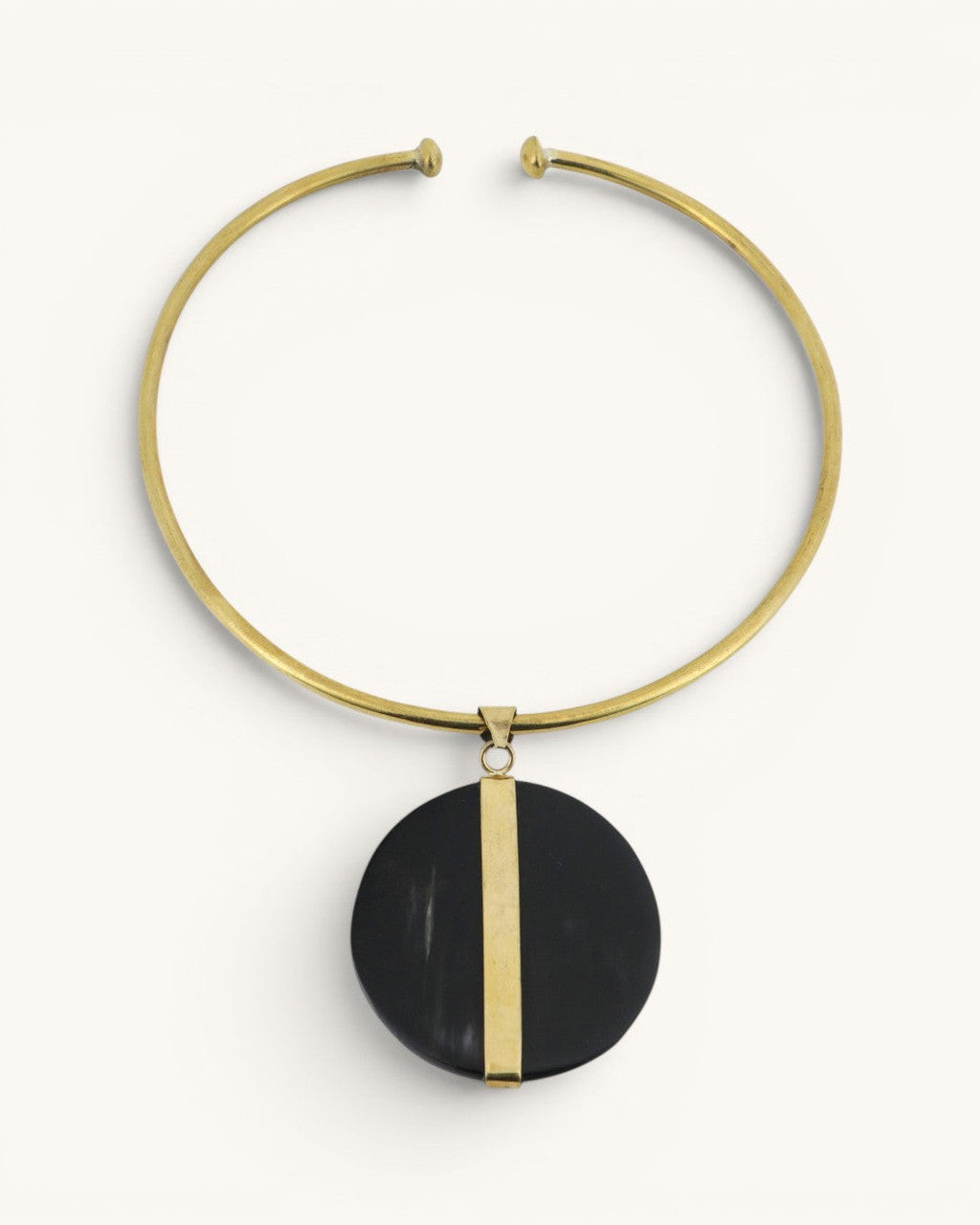 Split Horn Disc Choker in Brass